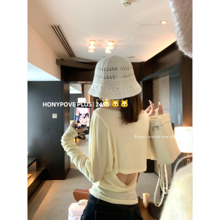 Honypove Dây Mỏng Phong Cách Chống Nắng Dài Tay Áo Thun Nữ Mùa Hè Thường Ngày Rời Ôm Hơn Nhìn Top