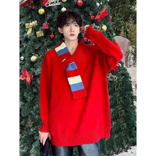 Áo Len Đỏ Dệt Kim Áo Len Nam Áo Len Đỏ Nam Thu Đông Cao Cấp Giáng Sinh Phù Hợp Với Bầu Không Khí Mặc Phong Cách Lười Năm Mới Co38%