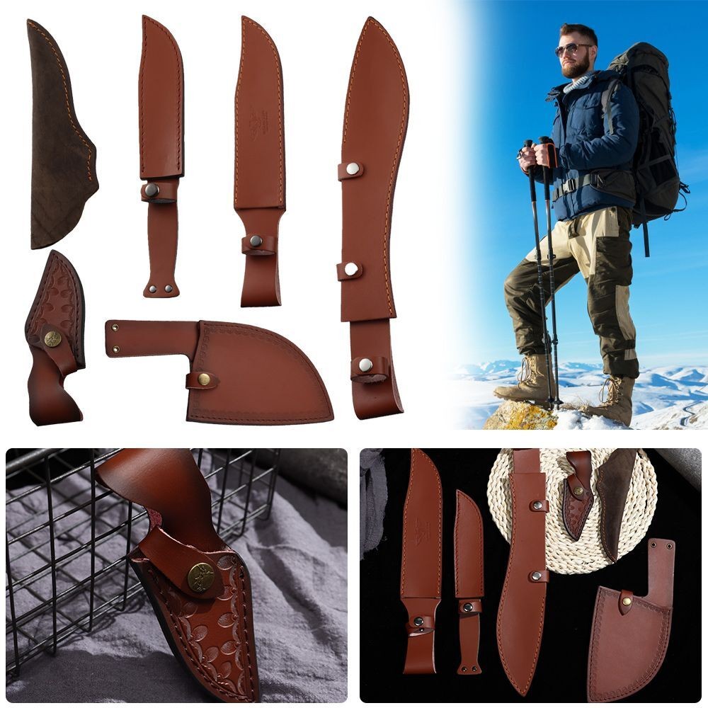 Chất Lượng Cao Da Jacket Holder Pocket Săn Bắn Với Ring Đèn Pin Case Folding Knife Tool Camp Mang Ng