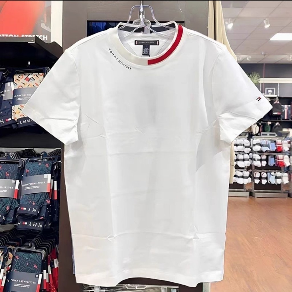 Tommy Hilfiger Đơn Giản Mùa Hè Chữ Cái Mới Của Mỹ Áo Thun Nữ Tay Ngắn Rời Cổ Tròn Nam Nữ Half-s