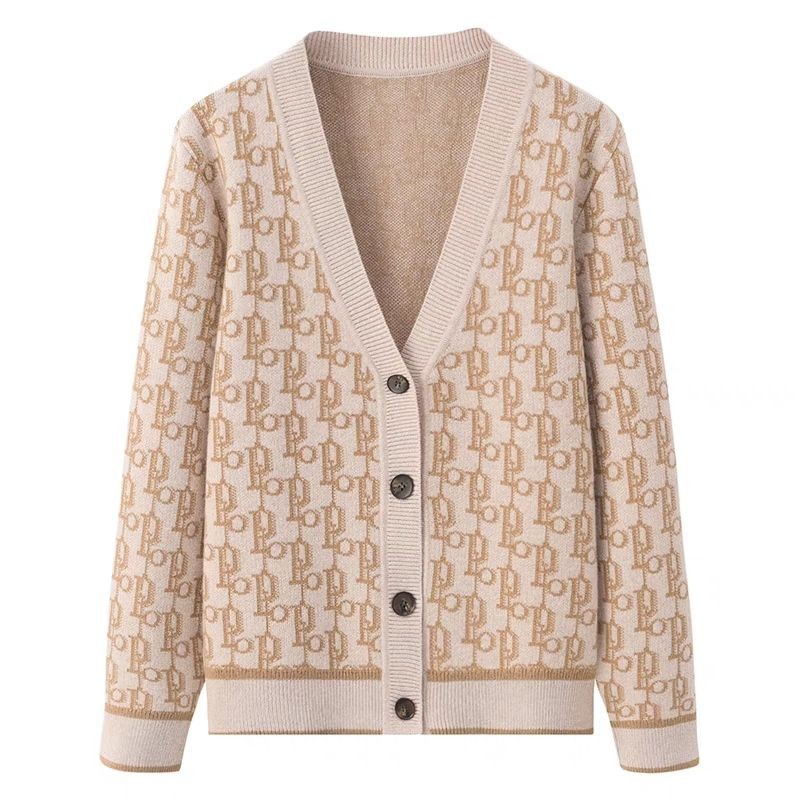 2025 Dài Tay Top 2024 Thu Đông Thời Trang Mới Đa Năng Jacquard Áo Len Áo Len Cardigan Áo Khoác Dành 