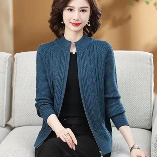  Cardigan Nữ Áo Len Mẹ Mặc Áo Khoác Dệt Kim Mùa Thu Phong Cách Phương Tây Dệt Kim Cardigan Dây Kéo Áo Khoác Ngoài Thời Trang Mẹ Trung Niên Mùa Xuân Thu Mới19% 