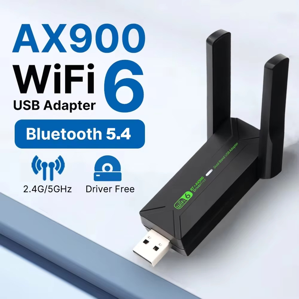 [Hàng có sẵn] Bộ chuyển đổi USB WiFi 6 AX900 Bluetooth 5.4 Băng tần kép 2.4G 5G Ăng-ten WiFi6 Bộ thu