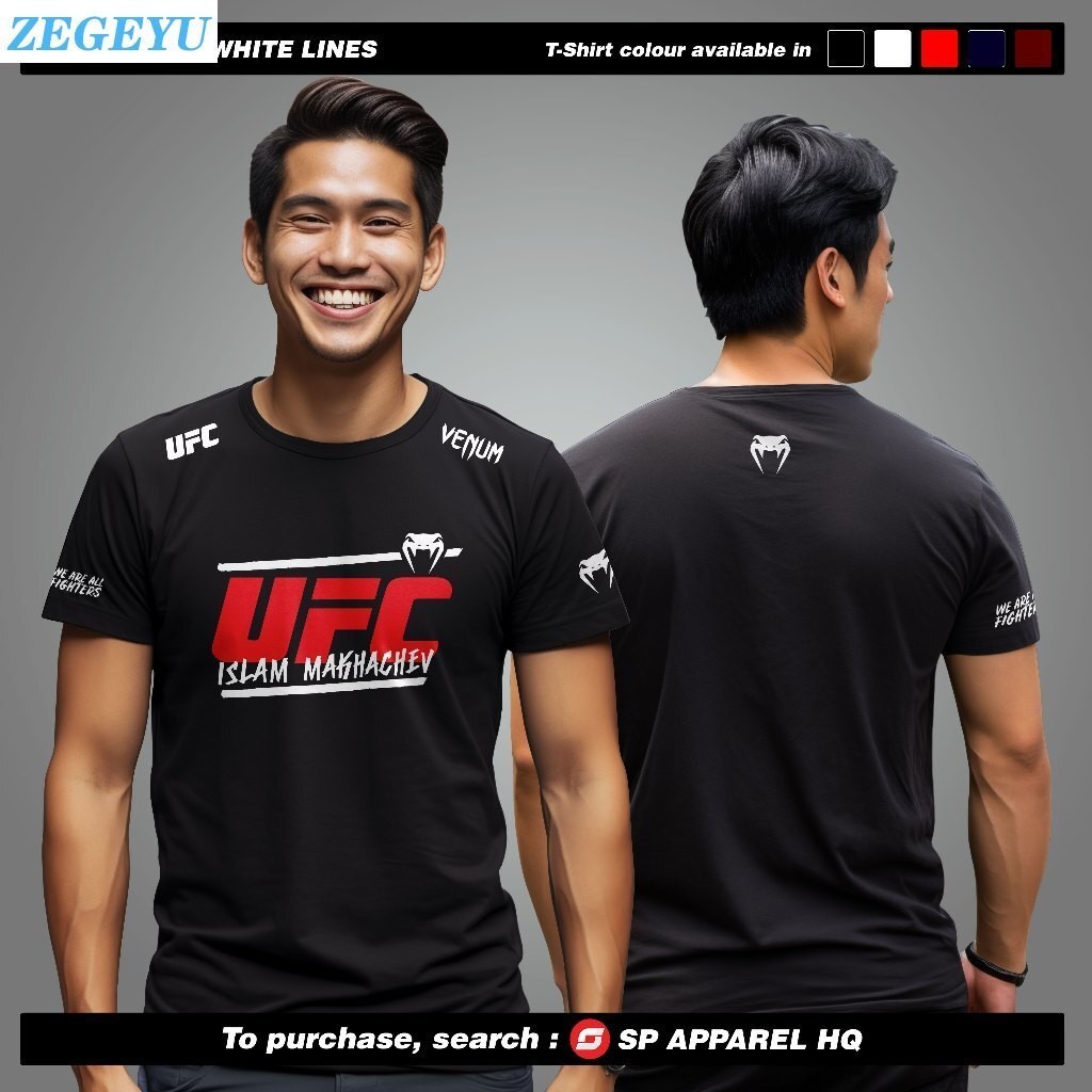 THIẾT KẼ 2024 UFC VENUM TRẮNG DÒNG Jersey MICROFIBER Casual Rời Nam Nữ Mùa Hè Mới 2025