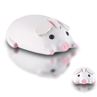 Chuột không dây Bluetooth 2.4GHz + Chuột hình con lợn trắng dễ thương Phiên bản pin 1200 DPI Chuột