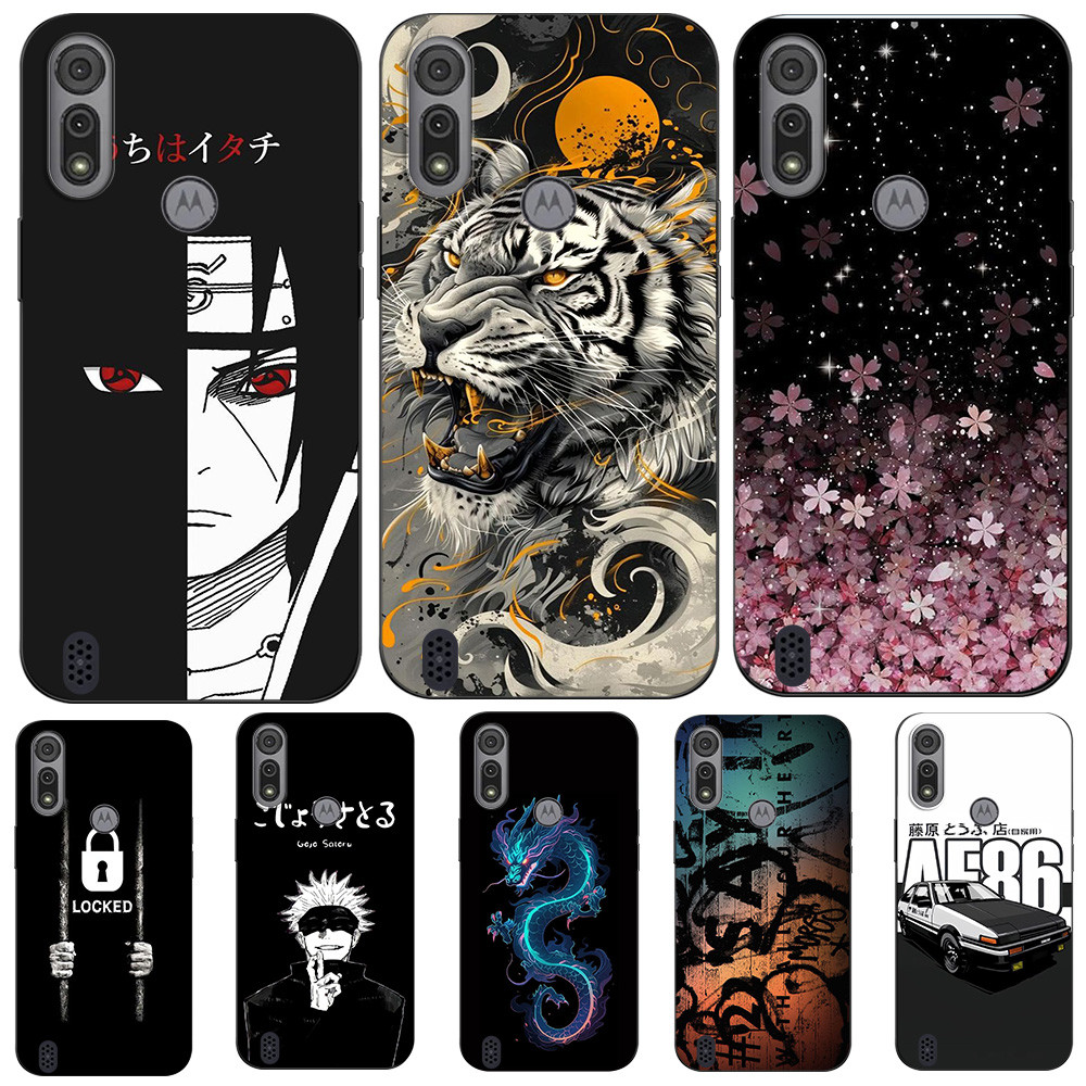 Dành Cho Motorola Moto E6S E6i Ốp Lưng Điện Thoại Bảo Vệ Silicon Mềm Đen Tpu Naruto Sasuke