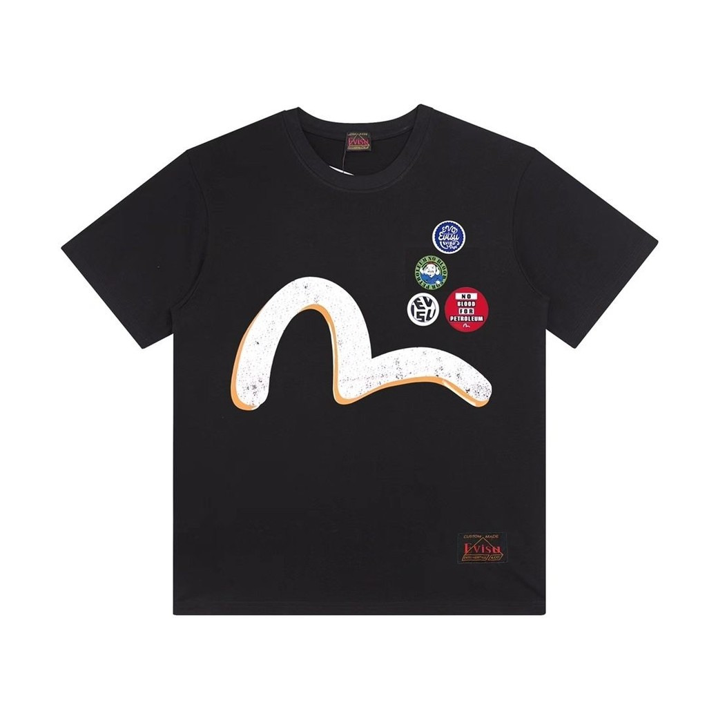 Evisu2025 Cotton Nguyên Chất Tay Ngắn In Chữ Mới Áo Thun Nam Nữ
