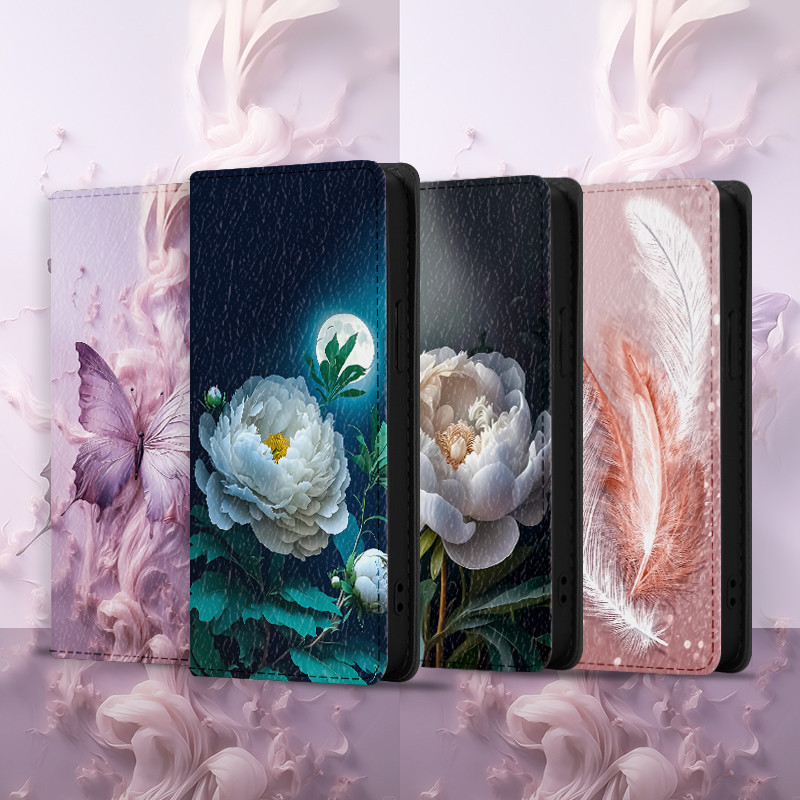 Ốp Lưng Da Điện Thoại Thẻ Hoa Thích Hợp Cho Apple iPhone 15 Plus 14 16 Pro Max i15 Flip Cover Bảo Vệ