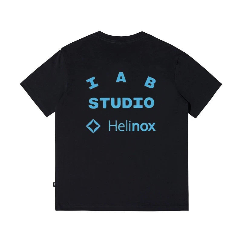 Hàn Quốc IAB STUDIO × Helinox Cặp Đôi Cùng Áo Thun Tay Ngắn Cotton Nguyên Chất Chữ Oversize