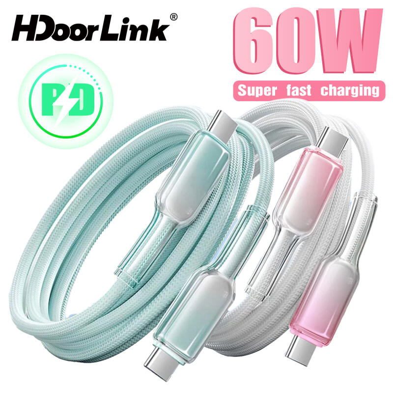 Cáp dữ liệu sạc nhanh HdoorLink PD 60W USB C sang Type C cho dây sạc USB C IOS 16 / 15 1M