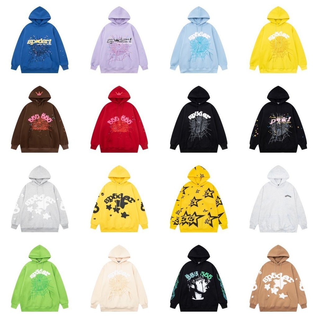 2025 Sp5der Màn Hình In Hình Nam Nữ Áo Có Mũ Trùm Đầu Quần