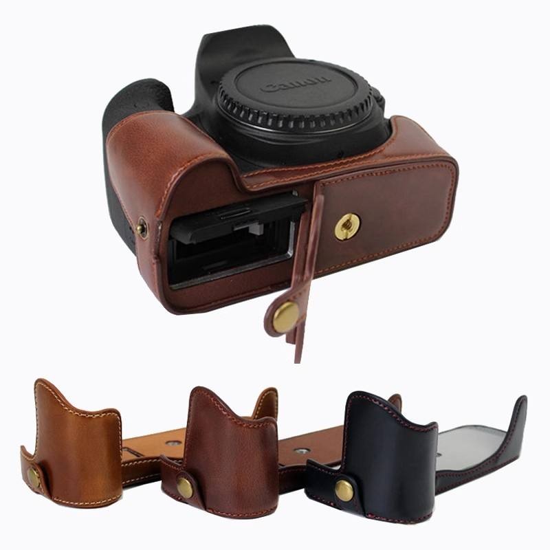 Thích hợp cho máy ảnh Canon 600D / 650D / 700D / 750D / 760D Bao da nửa đế Túi chụp ảnh cổ điển
