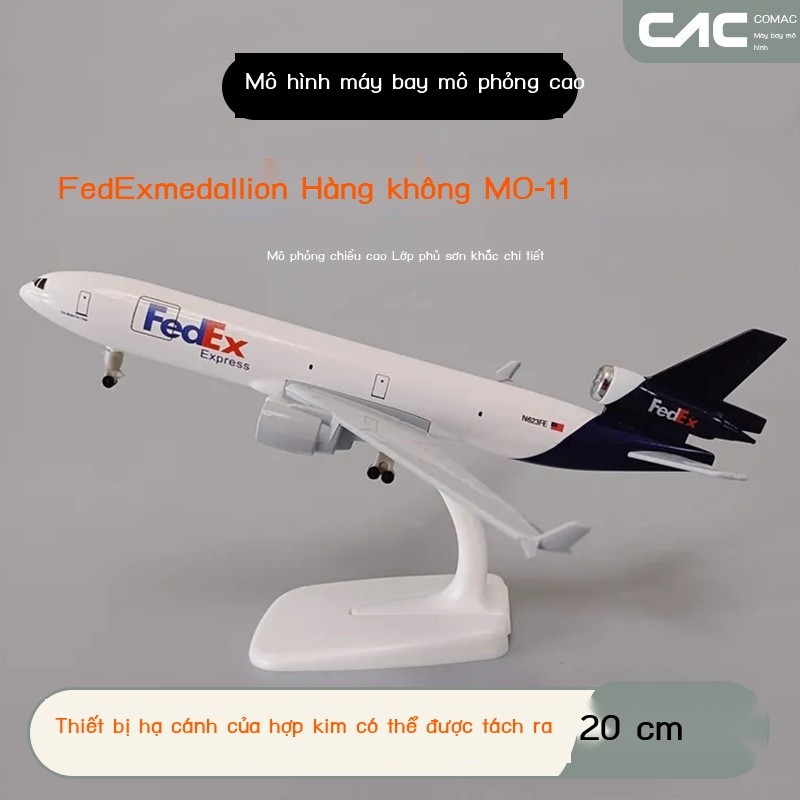 Với thiết bị hạ cánh20cm Liên bang FEDEX Máy bay vận tải McDonnell Douglas MD-11Mô hình máy bay giả