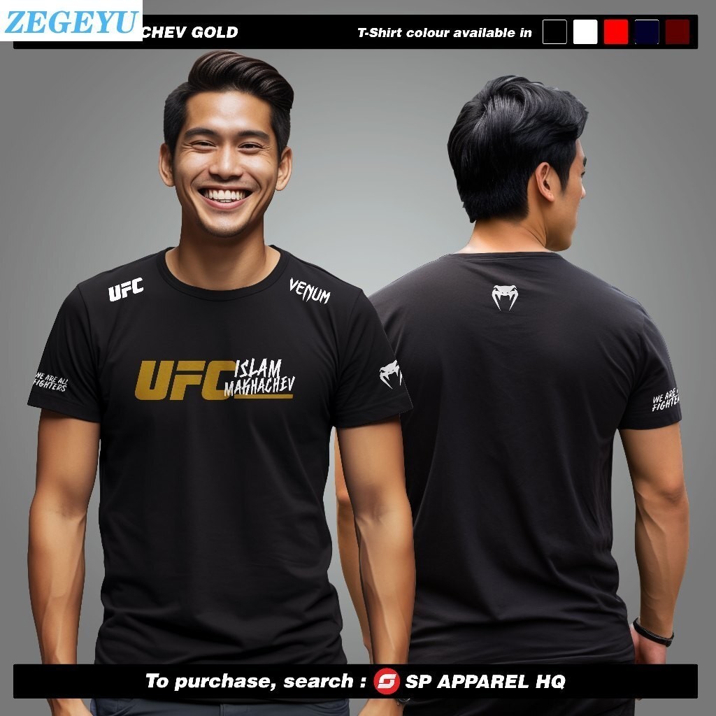THIẾT KẾ 2024 UFC VENUM MAKHACHEV GOLD Jersey MICROFIBER Jersey