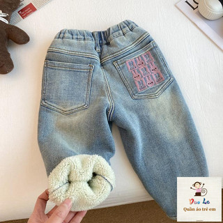 [Sản phẩm mới] Quần bé gái phong cách mới mùa thu đông Quần jean dày bé gái phong cách công chúa