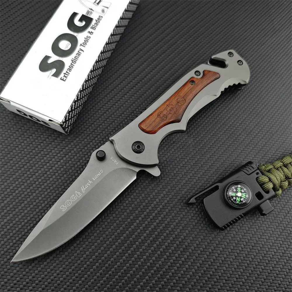 Folding Pocket Knife Fa05 5Cr13mov Blade 420 Thép Mạ Màu Xử Lý Gỗ Ngoài Trời EDC Survival Cắm Trại Đ