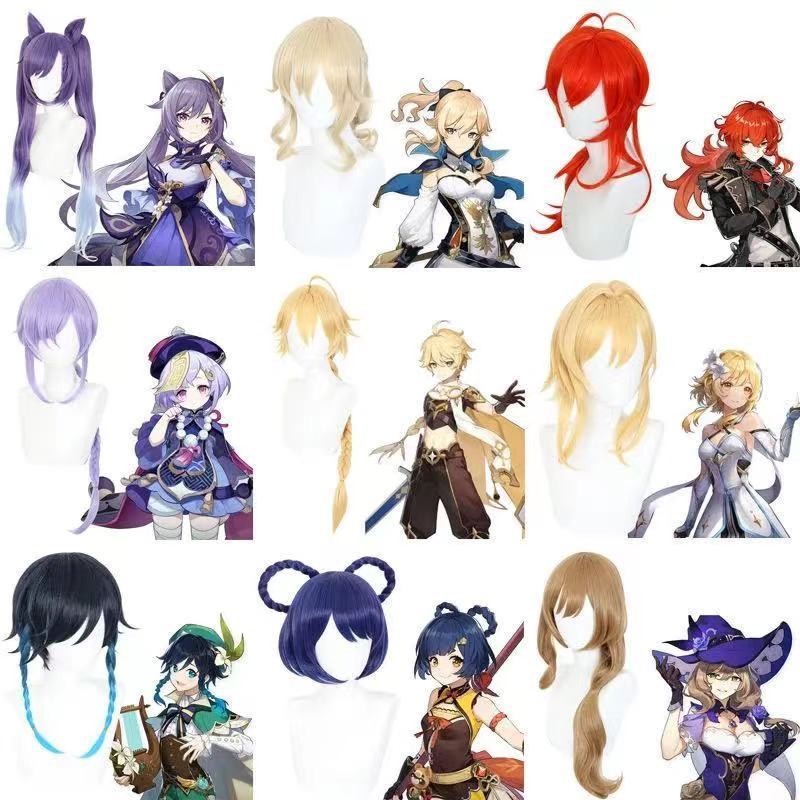 Genshin Impact Cosplay - Tóc giả cho nhân vật Keqing, Amber và Lisa