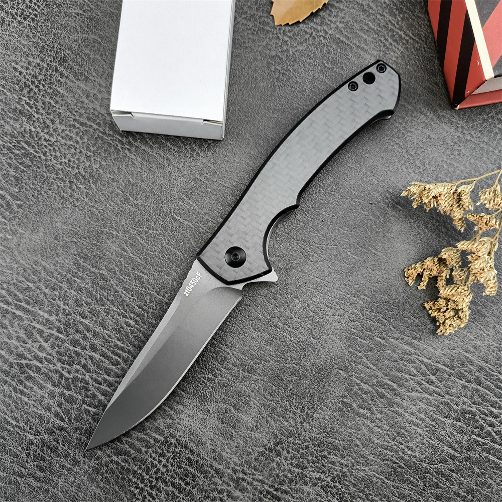 ZT 0450 Lật Phụ Trợ Gấp Túi Dao 440C Satin Blade, Sợi Carbon Xử Lý Ngoài Trời Chiến Thuật Cắt Săn