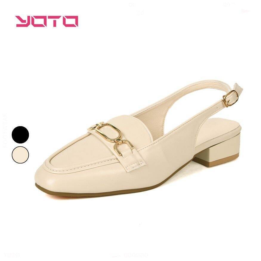 YOTO Flat Shoes Elegant Half Shoes Da Gloss Phụ Nữ Mule
