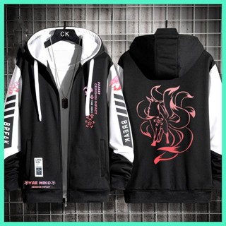 Áo khoác mới Quần áo mùa đông Quà tặng Genshin Impact Kaedehara Kazuha Raiden Shogun HuTao zhongli Yuanshen Yae Shenzi Trò chơi ngoại vi Áo len Cardigan hai chiều có mũ trùm đầu Nam Nữ Xuân Thu Đông Áo khoác dây kéo rộng