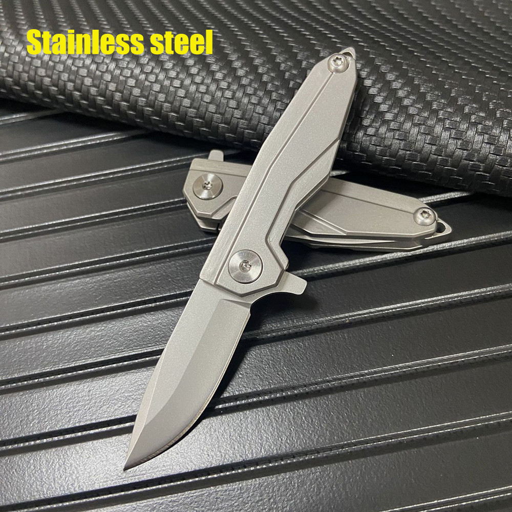 Mini Folding Thép Không Gỉ Portable Pocket Blade Fruit Knife EDC Keychain Tool Dụng Cụ Mở Hộp Ngoài 
