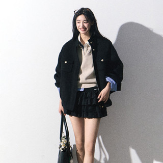 Whbyzwhcb Encore Đỏ Áo Khoác Nữ Thu Đông Rộng Giáng Sinh Đỏ Chăn Len Top Tết Nguyên Đán Đỏ Năm Mới