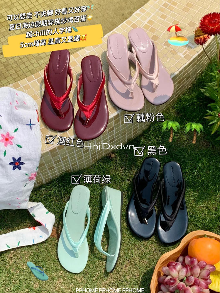 Nêm Gót Chân Flip-Flops Cao Gót Flip-Flops Mặc Bên Ngoài Flip-Flops Nhỏ San