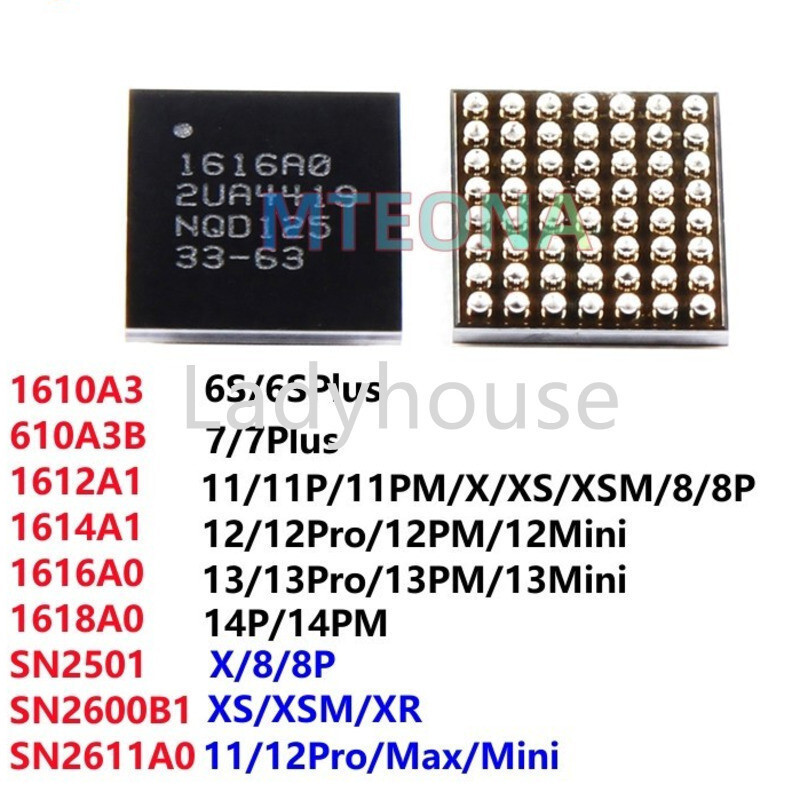 Bộ 5 USB Tristar U2 USB IC Chip Cho 11 12 13 Pro Max X XS 7 8 Plus Mini 1616A0 1614A1 1612A1 610A3B 