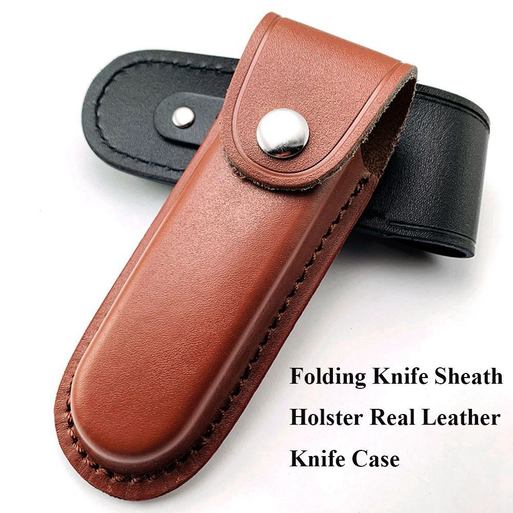Chất Lượng Cao Da Holder Jacket Da Cover Đèn Pin Folding Knife Tool Với Ring Cover Cắm Trại Ngoài Tr
