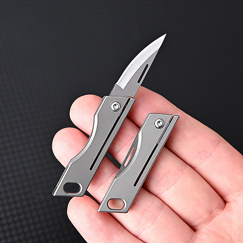 Mini Titanium Tc4 Folding Portable Key Carabiner Mặt Dây Chuyền Nhanh Unpacked Pocket Knife Quà Tặng