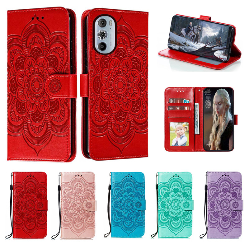 Ốp Điện Thoại Da Hoa Emboss Cho Motorola Moto Edge 30 Pro Edge Plus Edge + 2022 Ví Datura Flip Book 