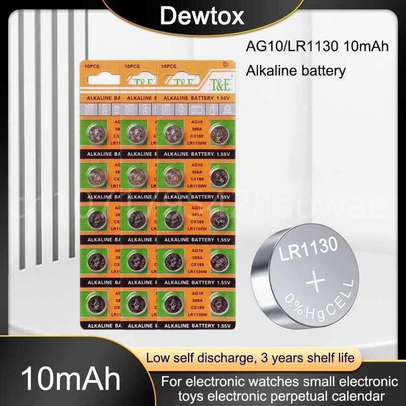 Ag10 50-200Pcs Lr1130 Sr1130 Lr54 Nút Pin Kiềm 1.55V Sr54 389 189 Đồng Hồ Đồ Chơi Điều Khi