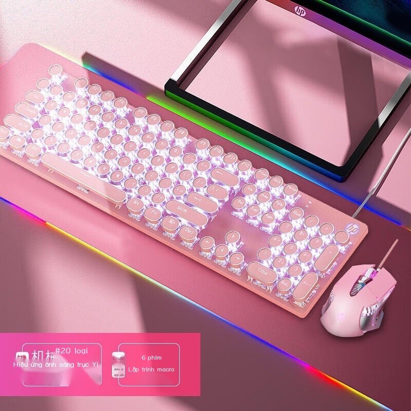[  ] HP GK400Y Retro Punk Bàn Phím Cơ Hồng Chuột Chơi Game Thể Thao Điện Tử Bộ Máy Tí