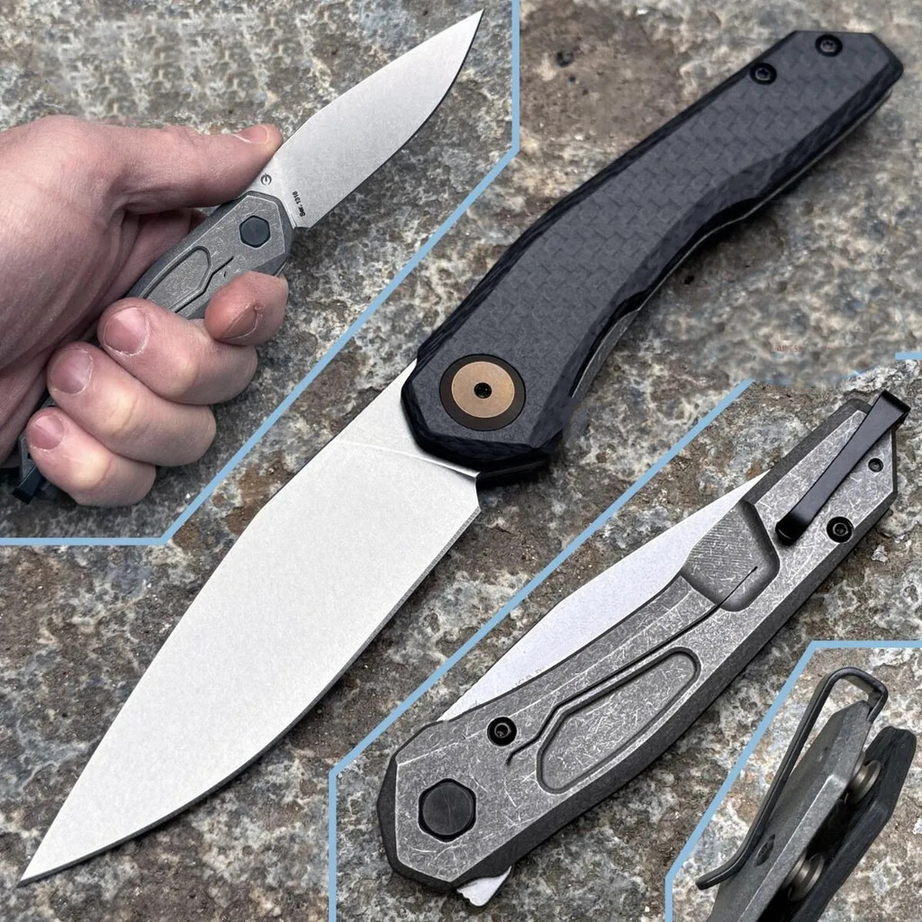 Vòng Bi 0545 Magnacut Flip Folding Knife D2 Đá Rửa Blade Carbon Fiber Xử Lý Ngoài Trời Survival Cắm 
