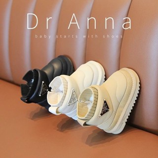 W Mùa Đông Phong Cách Mới Cho Bé Giày Bốt Tuyết Bé Trai Một Tuổi Giày Bé Mùa Thu Đông Lông Cừu Lót Giày Cotton Đế Mềm Tập Đi Giày Bé Gái