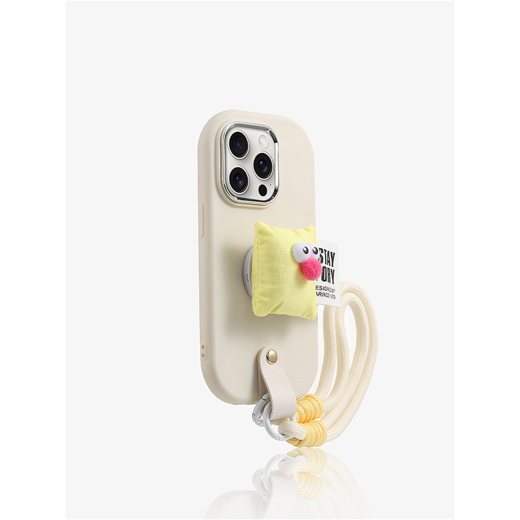 Ốp điện thoại màu kẹo ngọt ngào Hàn Quốc ngộ nghĩnh có giá đỡ gối Dây di động cho iPhone 17 16 15 14