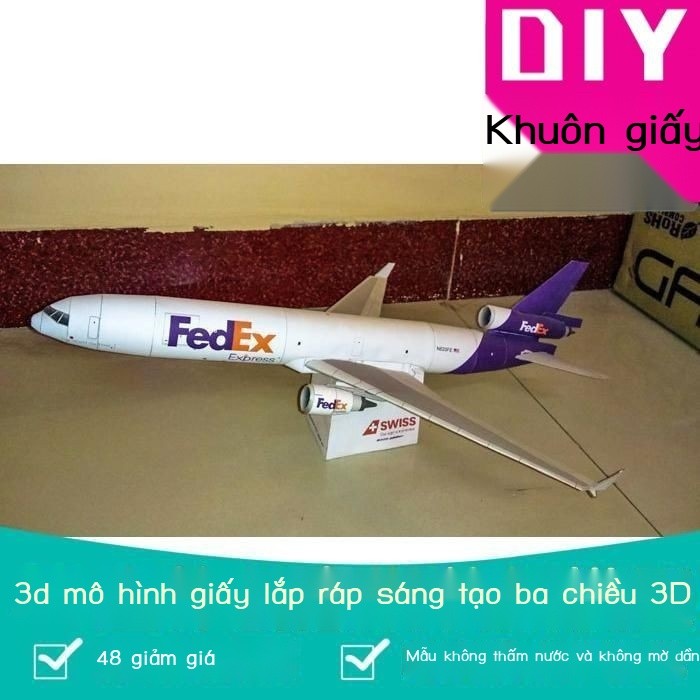 Fedex MD-11Mô hình máy bay FedEx bằng giấy Mô hình giấy máy bay cho người đam mê thủ công, trang tr