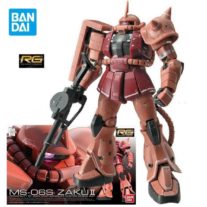 BANDAI RG MS-06S ZAKU 2 Action Figure Principality of Zeon Char Aznable's Custom Mobile Suit am Mode