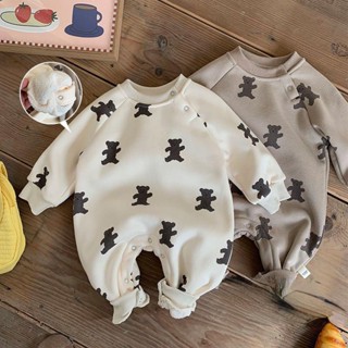 Bộ áo liền quần gấu mùa thu đông cho trẻ sơ sinh 0-2 Quần áo trẻ em nam