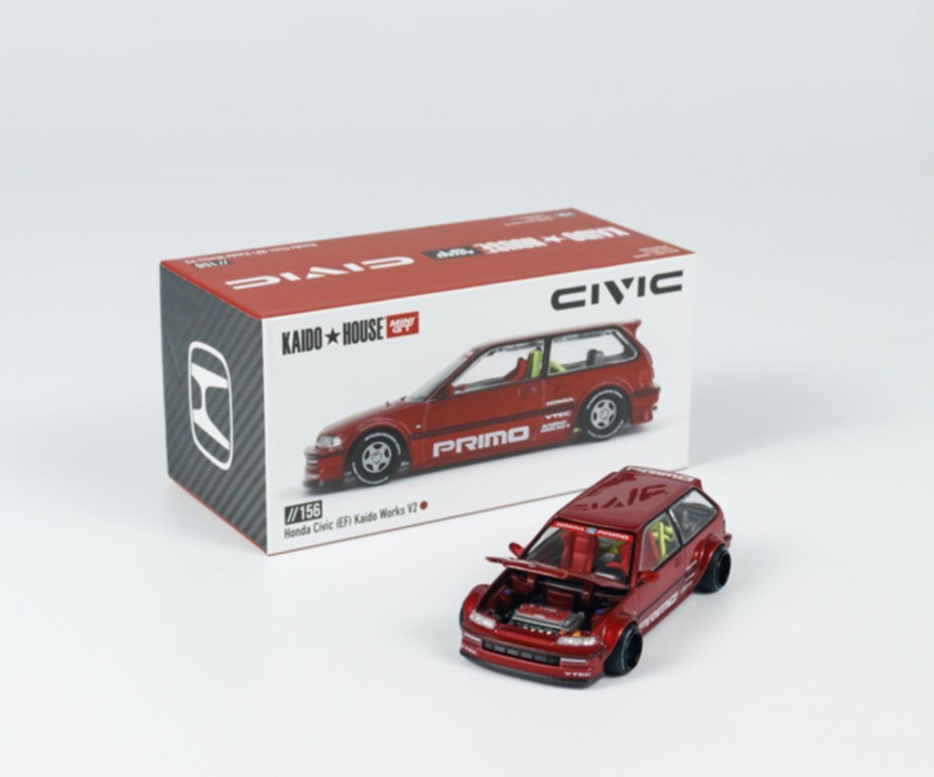Kaido House & MINIGT 1: 64 Honda Civic EF màu đỏ #156 Mẫu xe hợp kim