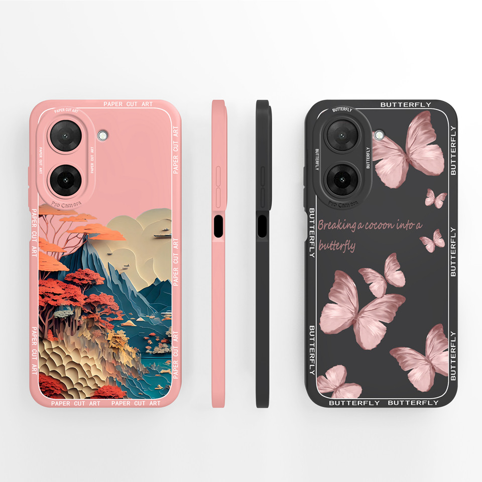 Dành Cho Redmi A5 A5 NFC Vỏ Hồng Bướm Núi Chất Lỏng Chống Rơi Vỏ Bảo Vệ Silicon Mềm Chống Sốc Trường