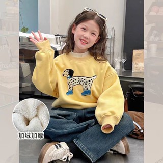 Áo bé gái Mùa đông Phong cách mới Thời trang Áo thun lót lông cừu ngọt ngào thời trang