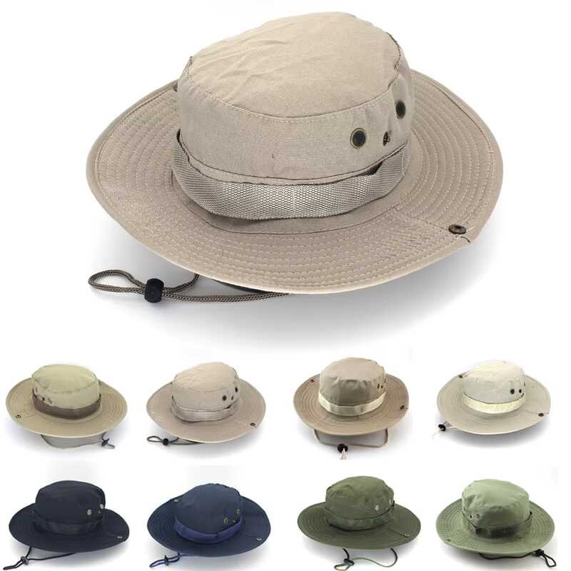 Camo Mens Hat Bucket Hat Panama Mùa Hè Hat Đi Bộ Ngoài Trời Camo Sun Hat