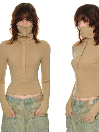 Jamaisvu Lyocell Co Giãn Cổ Rùa Ve Áo Dệt Kim Nữ Thu Đông Đáy Áo Sơ Mi Top