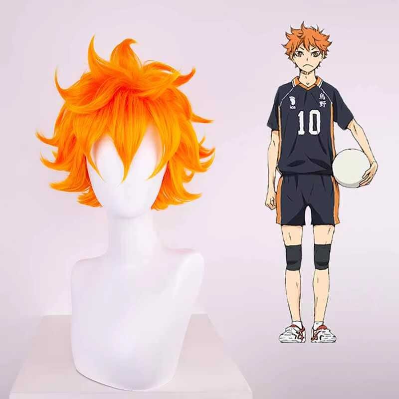 Haikyuu Hinata Shoyo Ngắn Orange Cosplay Tóc Giả Tổng Hợp Anime Tóc Chịu Nhiệt