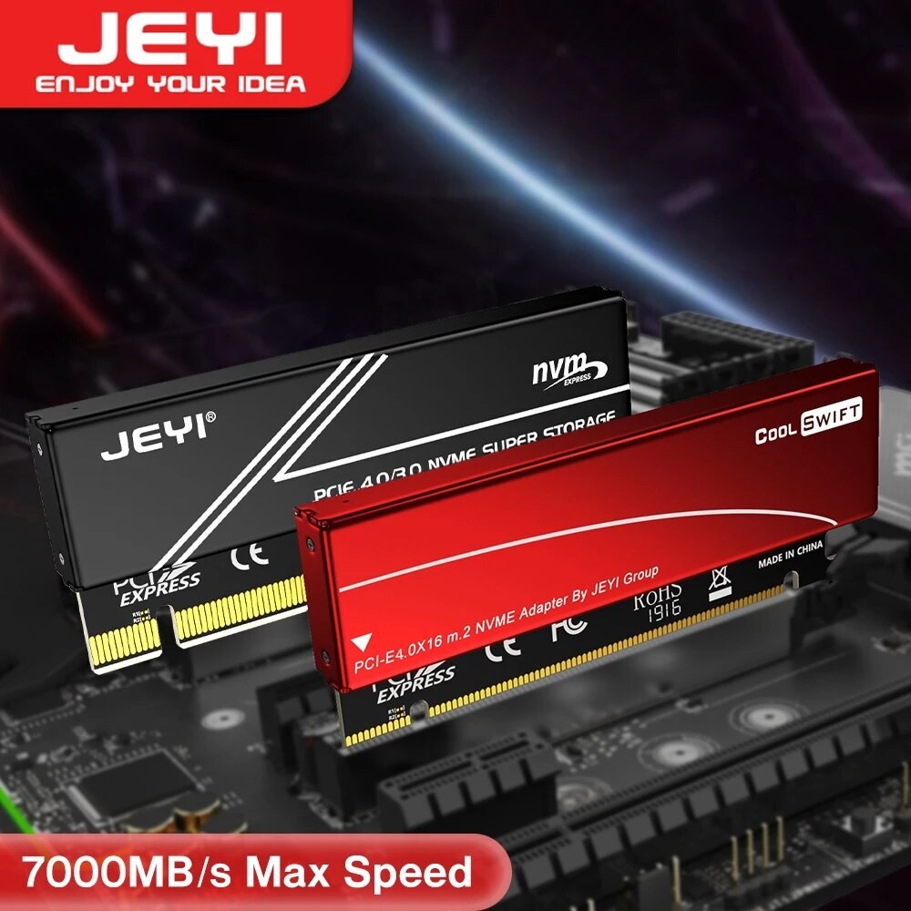 Bộ chuyển đổi JEYI M.2 NVME sang PCIE 4.0 X16, Thẻ mở rộng PCIe X16 Gen4 có vỏ tản nhiệt bằng nhôm, 