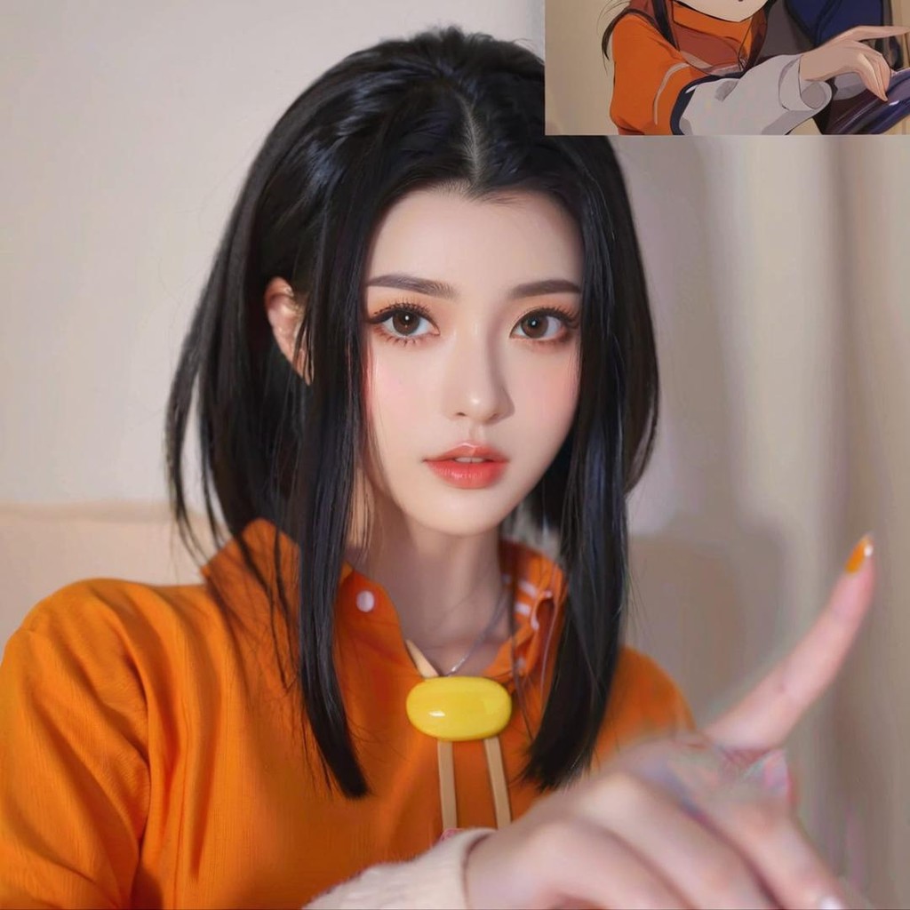 Xiaoyu Cosplay - Tóc Giả Nữ Dài Mô Phỏng Tự Nhiên Jackie Chan, Đeo Đơn Giản Hai Chiều