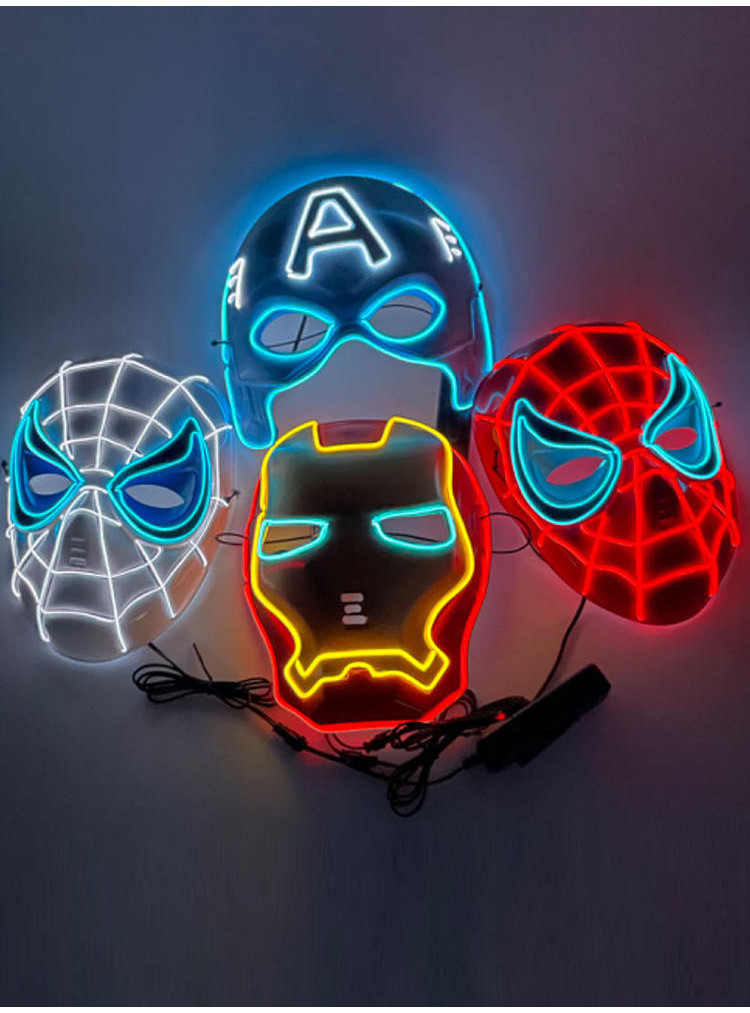 Mặt nạ người nhện Marvel Phát sáng Iron Man Hulk Captain America Marvel Đạo cụ phim Đồ chơi nhẹ mát 