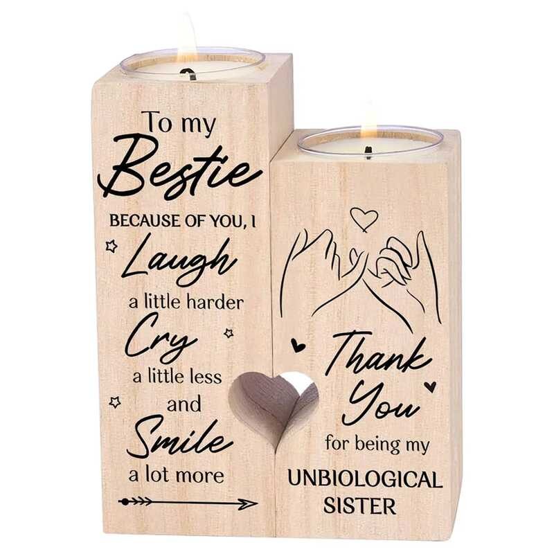 Gỗ Candle Holder Double Sides In Heart Candle Holder Lễ Hội Trang Trí Nội Thất Quà Tặng Sinh Nhật