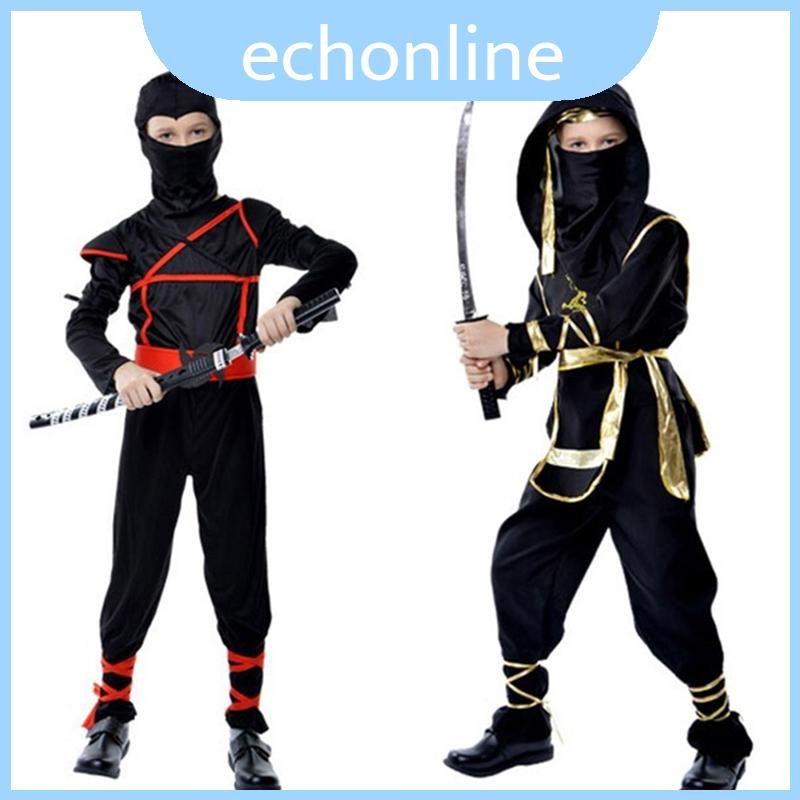 Trẻ em Bé trai Ninja Assassin hấp dẫn Trang phục chiến binh Nhật Bản có ruy băng mặt nạ và